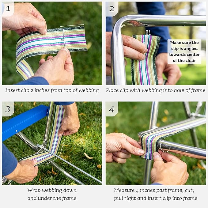 Lawn Chair USA Chair Replacement Lawn Chair Webbing - Webbing for Lawn Chairs. UV-Resistant Straps Made with Durable - Photo 5
