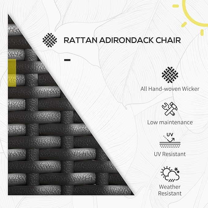 Outsunny Patio Wicker Adirondack Chair, Outdoor All-Weather Rattan Fire Pit Chair w/Soft Cushions - Photo 4