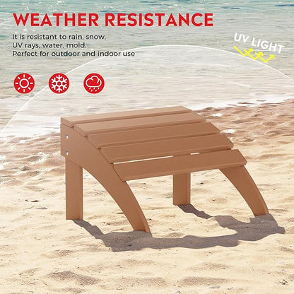 Costaelm Adirondack Chair Footrest Foldable Ottoman, Folding Ottoman Outdoor Foot Rest for Patio Waterproof, Adirondack Ottoman Outdoor, Teak