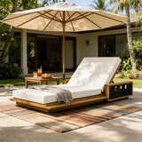 Merax Outdoor Chaise Lounge Set of 4, Acacia Wood Patio Reclining Chairs with 4-Position Adjustable Backrest - Photo 9