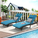 KEIKI Wicker Outdoor Chaise Lounge Chairs Set of 2 for Patio & Pool Side with 5-Level Adjustable Backrest and Cushions - Photo 1