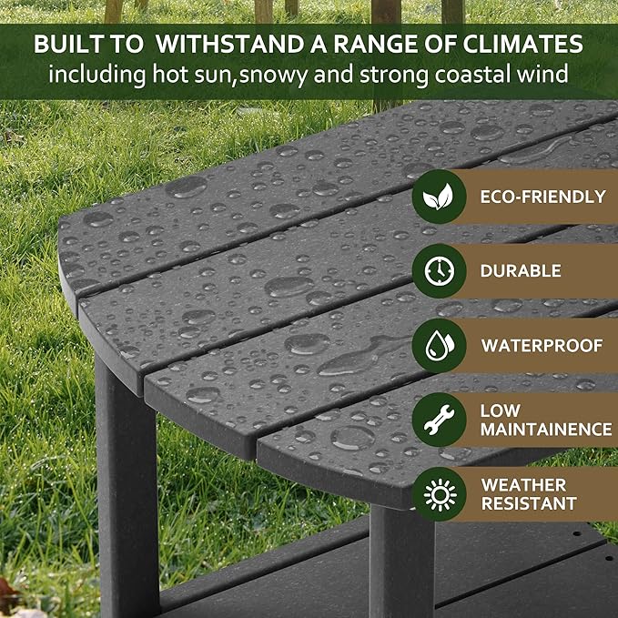 TORVA Patio Adirondack Side Table, Outdoor End Tables All-Weather Resistant HDPE Humidity-Proof Long Time Use for Deck - Photo 3