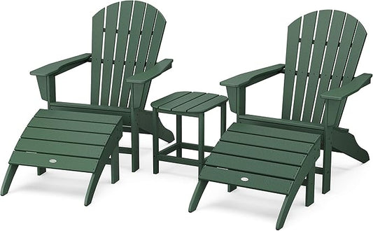 POLYWOOD South Beach 5-Piece Adirondack Chair Set with Side Table & Ottomans