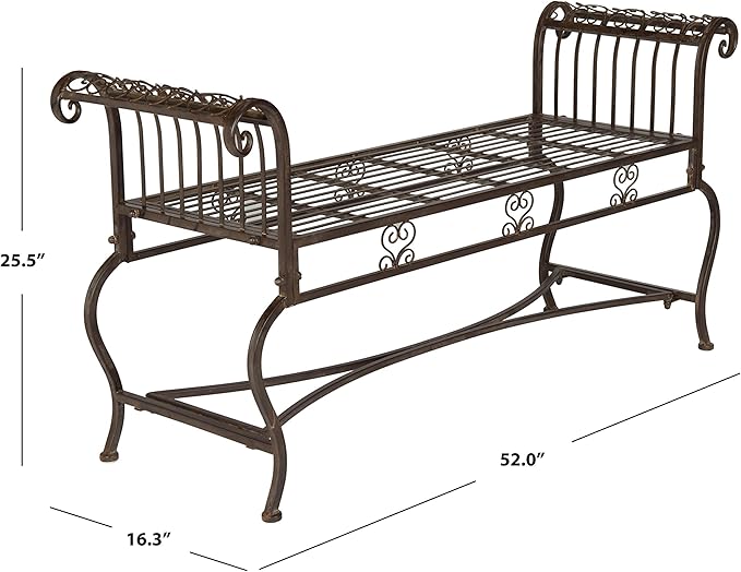 Safavieh Outdoor Collection Brielle Antique White Bench