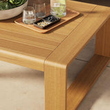 Modway Lirienne Aluminum Faux Wood Outdoor Coffee Table in Natural - 47 Inch Weather-Resistant Modern Rectangle Patio - Photo 5