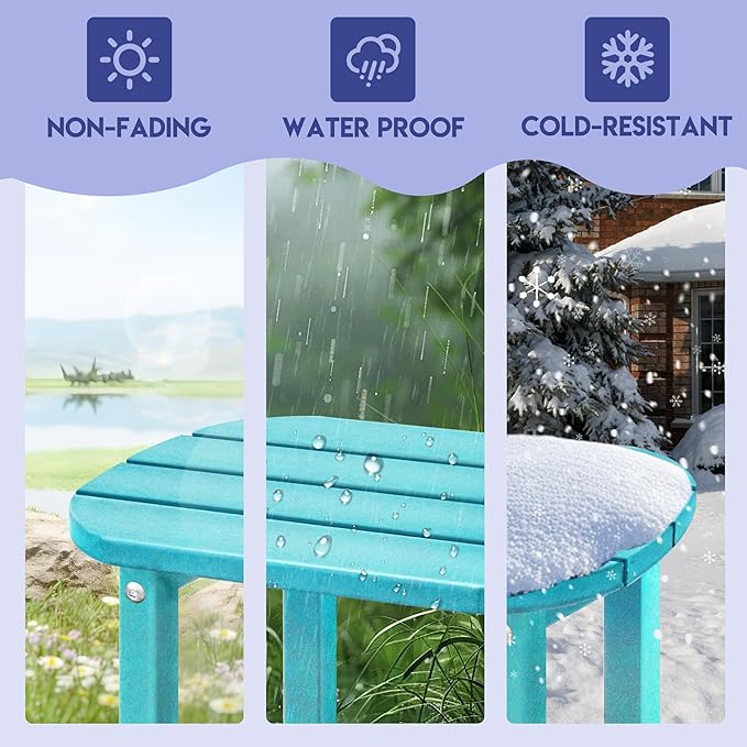 LZRS Outdoor Side Table - 2-Tier Adirondack HDPE Patio End Table for Pool, Porch, Balcony & Backyard - Photo 6