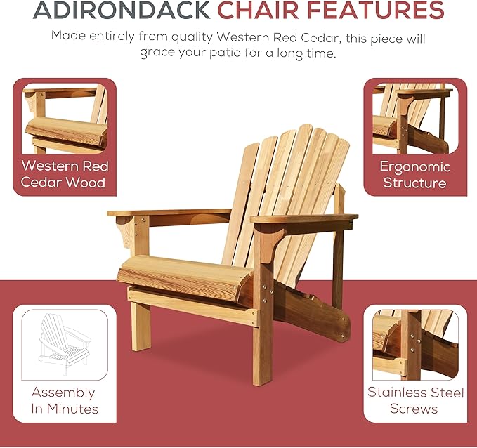 northbeam Riverside Adirondack Chair Western Red Cedar