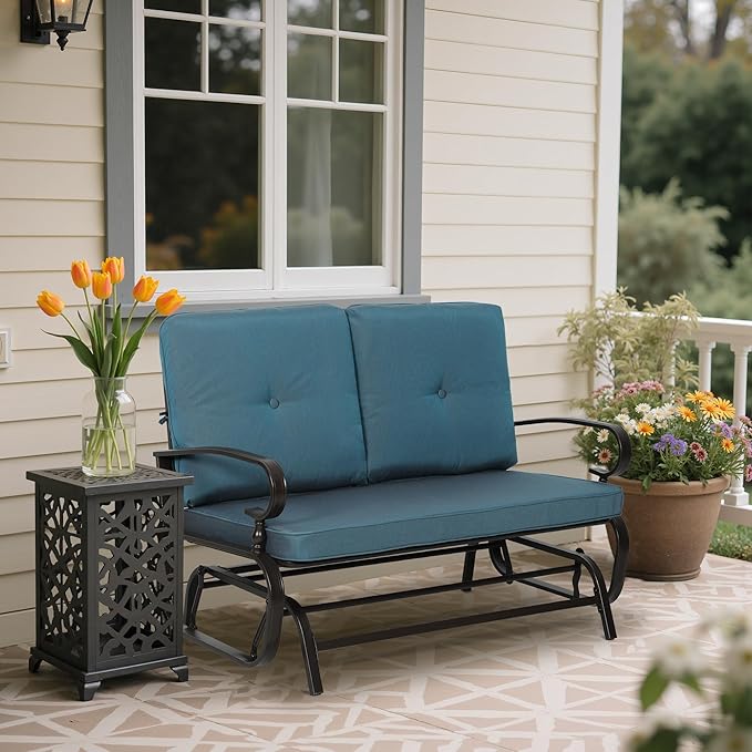 Outdoor Bench Patio Swing Glider Loveseat 2 Seats Rocking Chair - Photo 5
