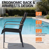 Patio Chairs Set of 8, Outdoor Dining Chairs High Back, All-Weather Padded Textilene Chair for Lawn Porch Garden - Photo 6