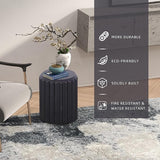 Afterglow Terrafab Material Outdoor Round Side Table, Natural Decorative Garden Stools - Photo 4