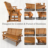 Fortune Candy Patio Glider with Cup Holders, High Roll Back and Deep Contoured Seat, 3-Seater, Heavy Duty 800 Lb - Photo 5
