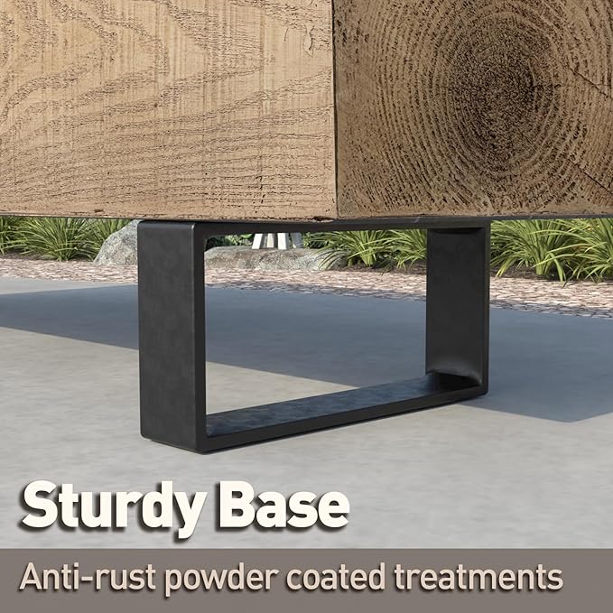 SUNBURY Outdoor Bench Garden Bench Wood 48", Patio Dining Bench for Outdoors, Garden Backless Bench Weatherproof, Anti-Rustic Metal Legs Front Porch Benches for Entryway, Lawn (Light Brown)