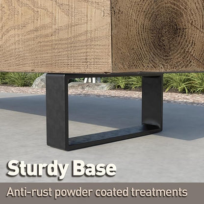 SUNBURY Outdoor Bench Garden Bench Wood 48", Patio Dining Bench for Outdoors, Garden Backless Bench Weatherproof, Anti-Rustic Metal Legs Front Porch Benches for Entryway, Lawn (Light Brown)