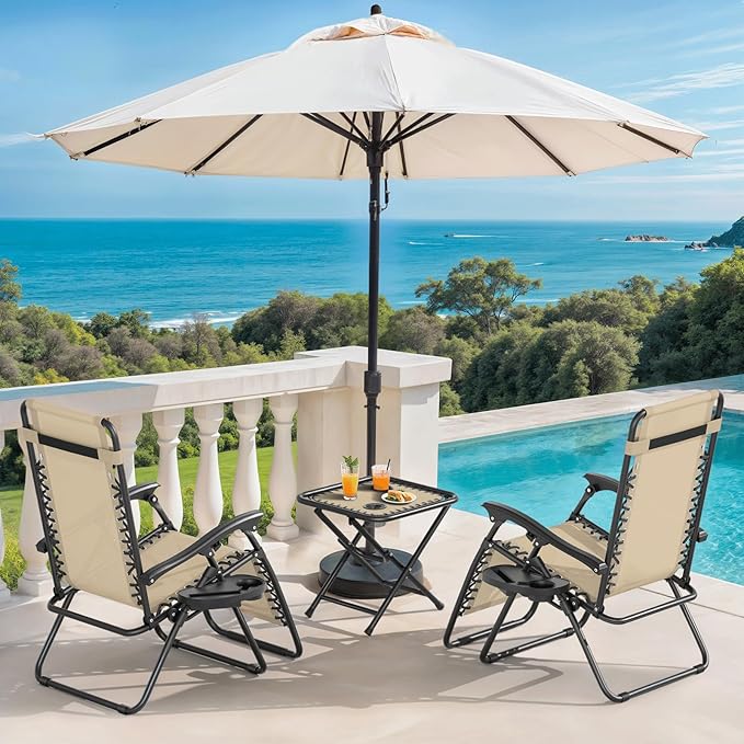 Magshion Folding Zero Gravity Chairs Set of 2, Outdoor Reclining Camping Chairs - Photo 2