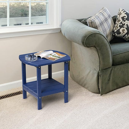 TORVA Patio Adirondack Side Table, Outdoor End Tables All-Weather Resistant HDPE Humidity-Proof Long Time Use for Deck, Lawn,Garden, Porch, Backyard End Table（Navy Blue）(2 Tier)