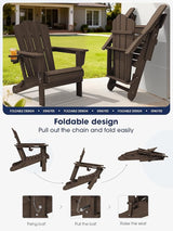 KINGYES Folding Adirondack Chair Set of 6, HDPE All-Weather Patio Chairs with Cup Holder - Photo 5