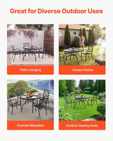 VEVOR Outdoor Patio Dining Table, 47 inch Round Metal Steel Slat Backyard Bistro Tables, with 1.5 in Umbrella Hole - Photo 8