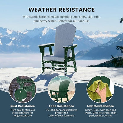 WO WESTIN OUTDOOR HDPE Laguna Adirondack Casual Patio Dining Chair,Dark Green