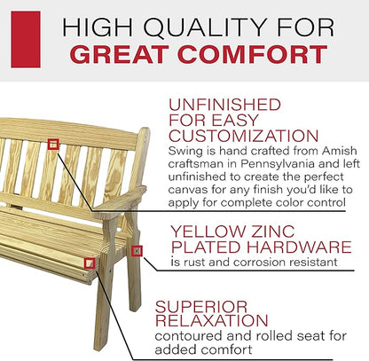 Amish Casual Outdoor Heavy Duty 800 LB Mission Pressure Treated Garden Bench(4 Foot, Unfinished)