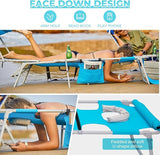 #WEJOY 4 in 1 Tanning Chair with Face Hole & Canopy & Side Table - Photo 5