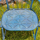 Zaer Ltd. Vintage Style Metal Patio Furniture with Heart Design Accents, Outdoor/Indoor Decor (Vintage Blue, Arm Chair) - Photo 6