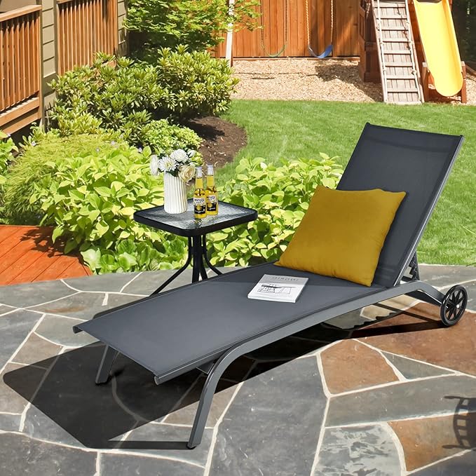 Tangkula Outdoor Chaise Lounge Chair, Patio Lounge Recliner with 6-Position Adjustable Backrest - Photo 4