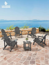 LUE BONA Matte HDPE Adirondack Chair Set of 1 - Weather Resistant Outdoor Seating with Cup Holder for Porch, Urban Patio - Photo 2