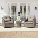 CHITA 3 Pieces Wicker Patio Bistro Set, Outdoor Furniture Set with 2 Pieces Rattan Rocking Swivel Chairs - Photo 1