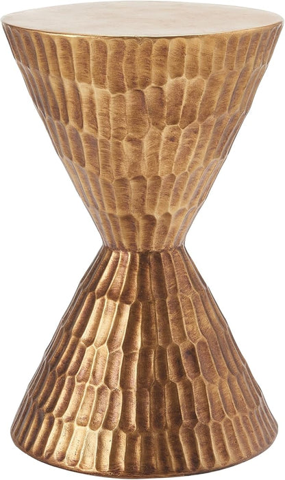 Christopher Knight Home Dari 21"H Lightweight Concrete Outdoor Side Table, Hourglass Shaped Patio End Table Geometric Patterns, MGO Outdoor Coffee Table, No Assembly Garden Plant Stand Indoor, Copper