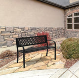 47" Heavy-Duty Iron Outdoor Bench with PVC Backrest – Weather-Resistant, 550lbs Capacity - Photo 6