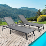 Aluminum Chaise Lounge Chair Outdoor, Foldable Patio Lounge Chair 2 Sets with Table Assemble-Free - Photo 1