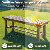 47.2'' Outdoor Garden Benches Weatherproof Patio Bench Two-Person Seat Backless Bench Wood Bench with Slatted High - Photo 4