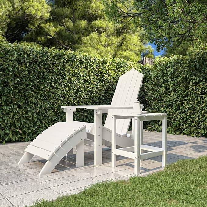 Adirondack Garden Table Adirondack Chair Wood Recliner Chair Adirondack Garden Chair Deck Chair Balcony Chair Garden Lounger White 38 x 38 x 46 cm HDPE