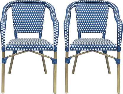 Christopher Knight Home Cecil Bistro Chairs, Navy Blue + White + Wood Print