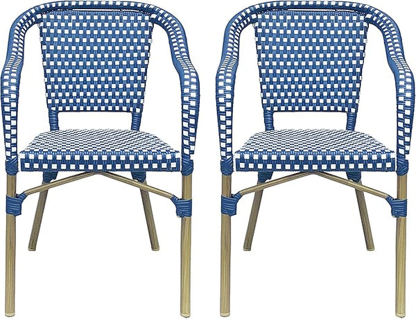 Christopher Knight Home Cecil Bistro Chairs, Navy Blue + White + Wood Print - Photo 1