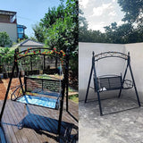 Upgraded Metal Patio Porch Swing with A-Frame Stand Heavy Duty Metal Hanging Porch Swing Chair Patio Hanging Bench - Photo 2