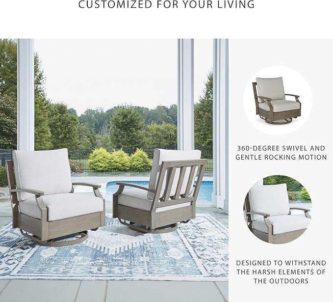 Signature Design by Ashley Rainier Ranch Contemporary Nuvella Weather Resistant Fabric Outdoor High Back Swivel Glider - Photo 5