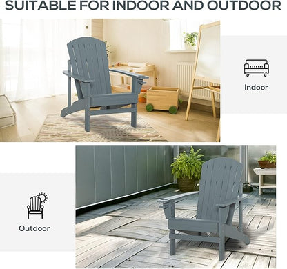 Folding Adirondack Chair, Outdoor Adirondack Chairs with Wood Texture, Acacia Wood Fire Pit Chairs, All Weather, for Deck Backyard Patio Outdoor Garden (Light Gray)