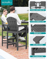 SERWALL Tall Adirondack Chairs Set of 2 with Double Layer Connecting Tray, HDPE Bar Height Outdoor Chairs - Photo 4