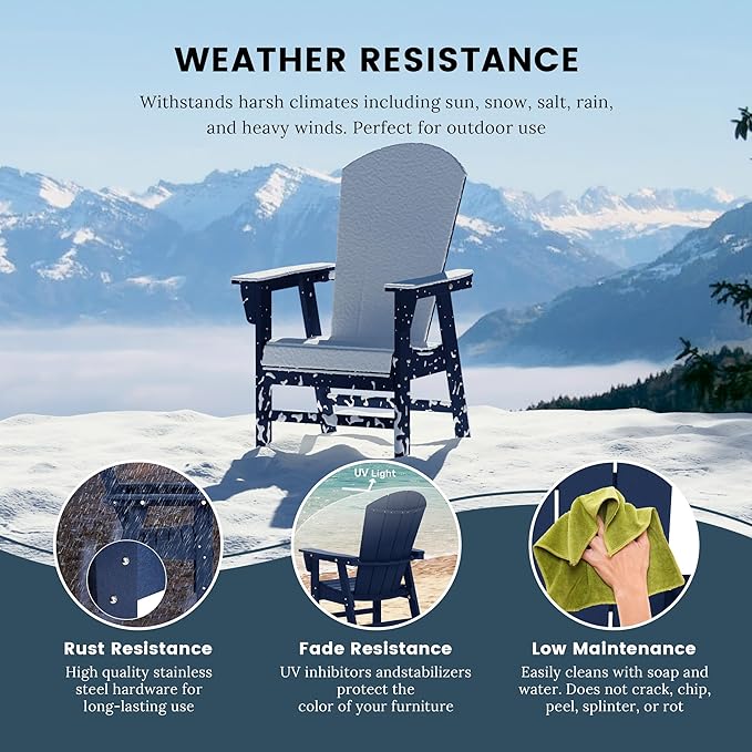 WO WESTIN OUTDOOR HDPE Laguna Adirondack Casual Patio Dining Chair,Navy Blue