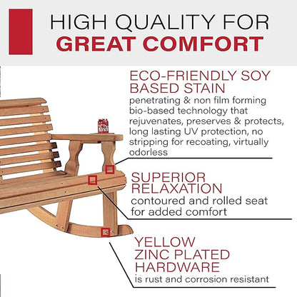 Amish Casual Heavy Duty 800 Lb Roll Back Pressure Treated Double Rocker with Cupholders (Cedar Stain)