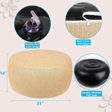 Woven Inflatable Ottoman, Fade-Resistant D31”x H14” Outdoor Indoor Pouf Patio Footrest Stool with Portable Handle - Photo 2