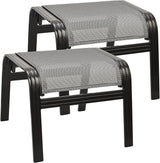 Outdoor Patio Ottoman Seat Textilene Portable Metal Footstool Portable Footrest Patio Chairs 2 Set Grey - Photo 1