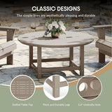WestinTrends Malibu Low Outdoor HDPE Round Patio Coffee Table, Weathered Wood - Photo 8
