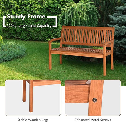 LDAILY Moccha Wood Outdoor Bench, Multi-use, Sturdy and Durable, Easy Assembly, Natural Teak Material, Ideal for Garden, Patio, Porch