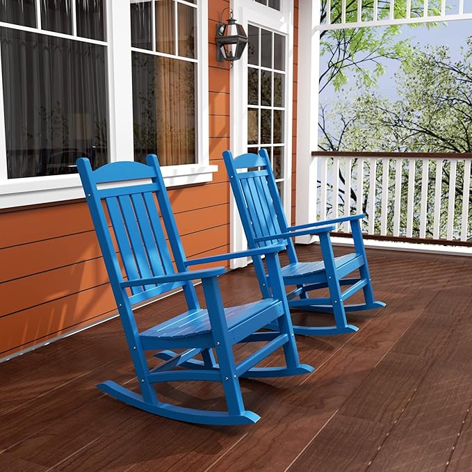 WO WESTIN OUTDOOR HDPE Laguna Classic Porch Rocking Chair (Set of 2), Pacific Blue