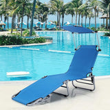 GYMAX Beach Chair with Canopy Shade, Folding Tanning Lounge with Adjustable Backrest, Carry Handle & Side Pocket - Photo 2