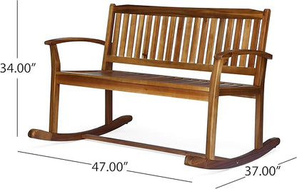 Christopher Knight Home Dexter Patio Glider | Acacia Wood Finish, Natural Stain