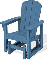SERWALL Outdoor Glider Chair, HDPE Patio Glider Rocker All-Weather Porch Glider for Outside, Blue - Photo 1