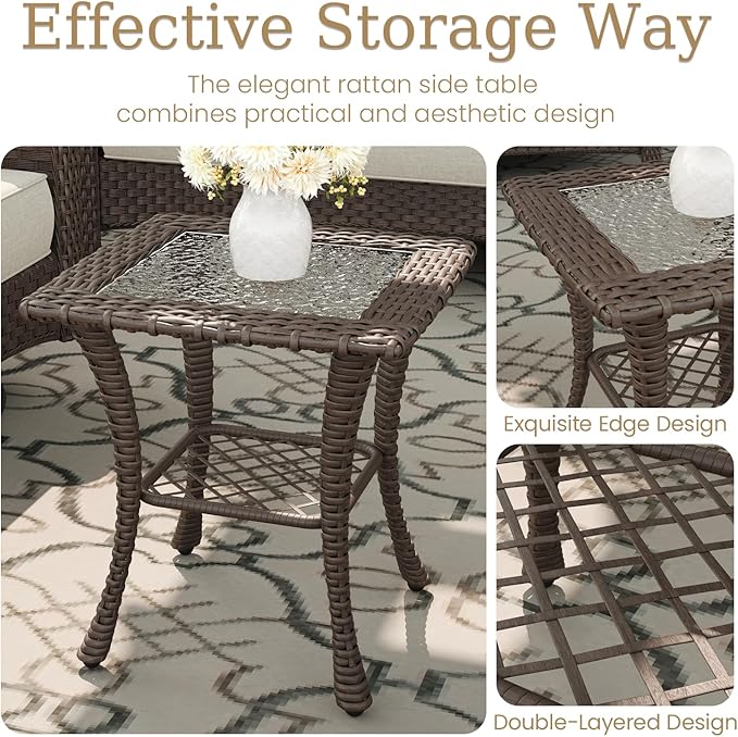 6 Piece Patio Furniture Set, All-Weather Wicker Outdoor Conversation Set with Swivel Rocking Chair and 6 Inch Thick - Photo 7